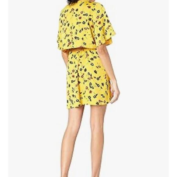 BCBGeneration Floral bow Tie Short Sleeve Dress Yellow Size XXS - Picture 9 of 9